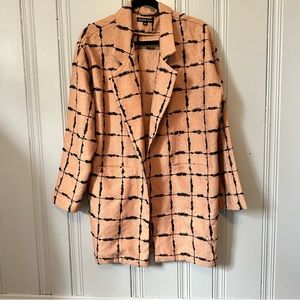 Peach Checked Oversized Blazer/Overcoat size M